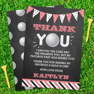 Golf Ball Any Age Birthday Thank You Card