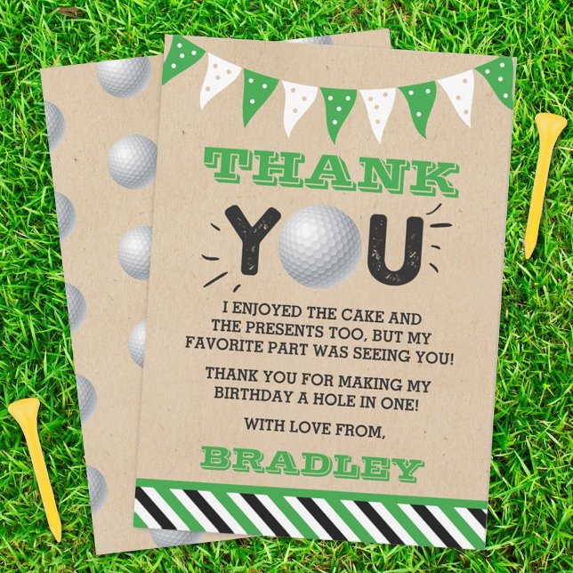 Golf Ball Any Age Birthday Thank You Card (Creator Uploaded)
