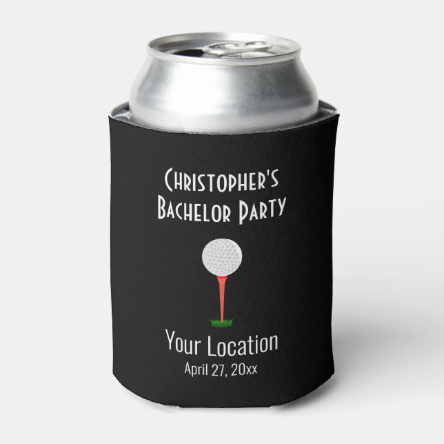 Golf Ball Bachelor Party Wedding Favor Can Cooler (Can Front)