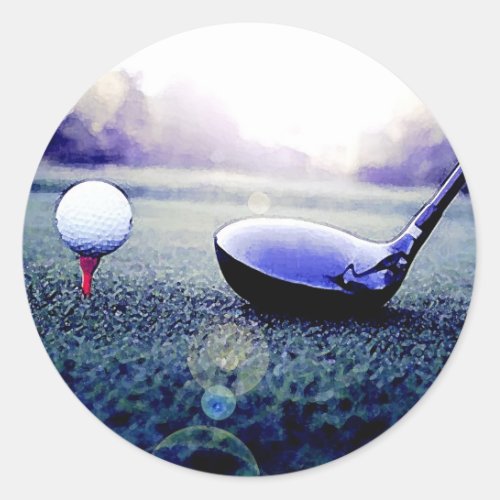 Golf Ball  Bat Classic Round Sticker