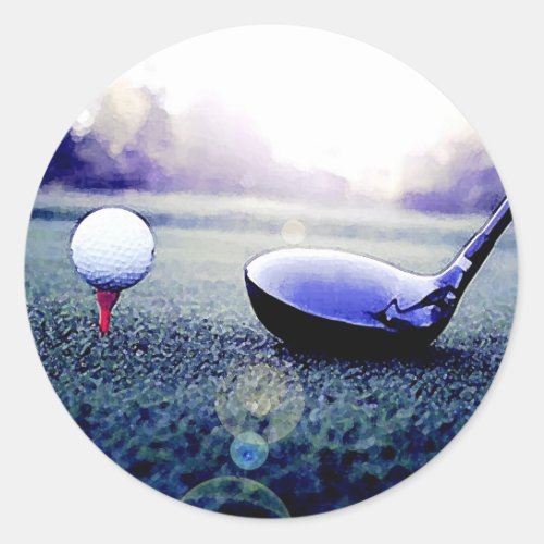 Golf Ball  Bat Classic Round Sticker