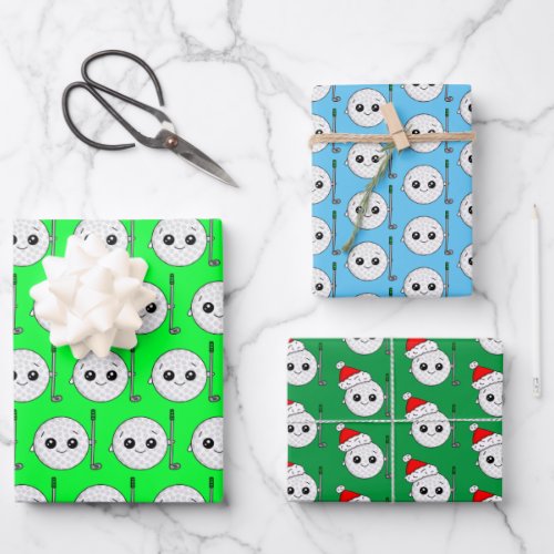 Golf Ball Birthday and Christmas Wrapping Paper Sheets