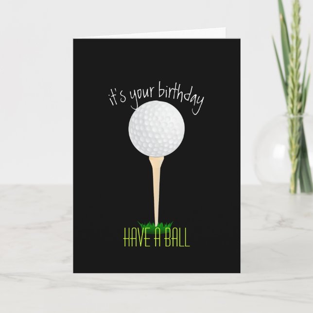 golf ball birthday card for golfer (Front)