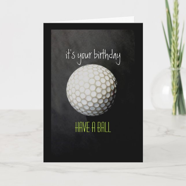 golf ball birthday card for golfer (Front)