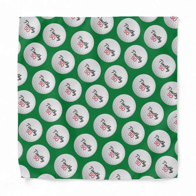 Golf Ball Birthday Party - 50th or Other Year Bandana (Front)