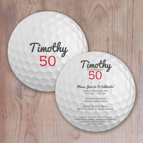 Golf Ball Birthday Party _ 50th or Other Year Invitation
