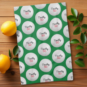 Golf Ball Birthday Party - 50th or Other Year Kitchen Towel