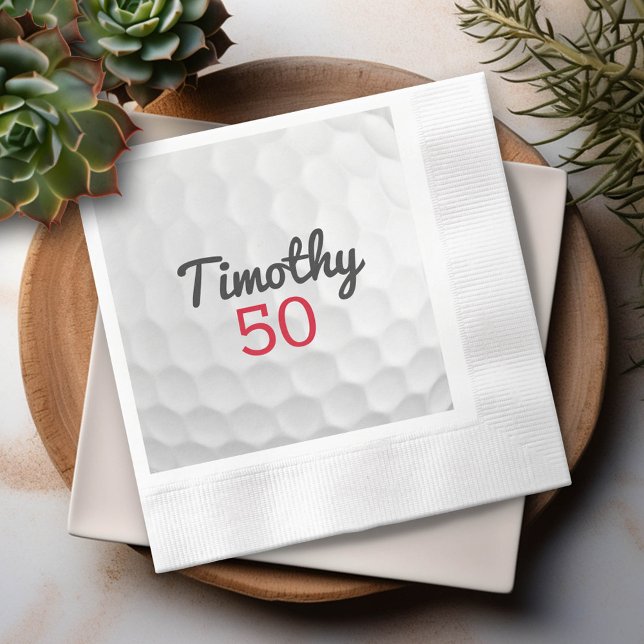 Golf Ball Birthday Party - 50th or Other Year Napkins (Custom Party Napkins)
