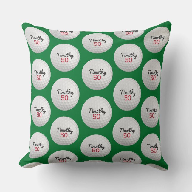 Golf Ball Birthday Party - 50th or Other Year Throw Pillow (Front)