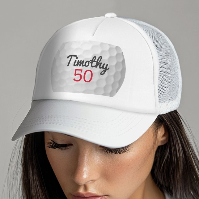 Golf Ball Birthday Party - 50th or Other Year Trucker Hat (Golf Birthday Hat)