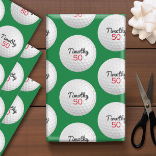 Golf Ball Birthday Party - 50th or Other Year Wrapping Paper Sheets