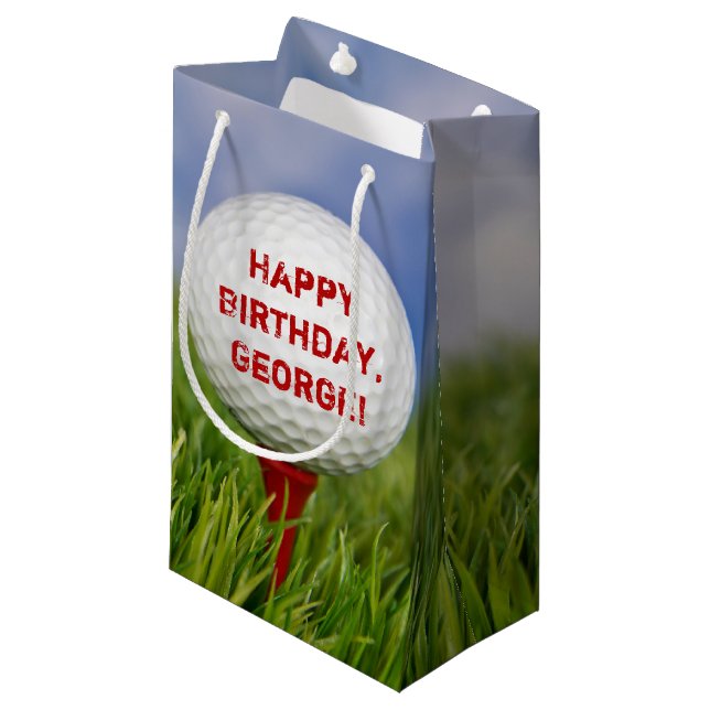 Golf Ball Birthday Small Gift Bag (Front Angled)