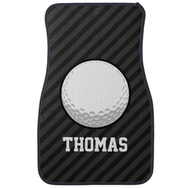 Golf Ball; Black & Dark Gray Stripes Car Mat (Front)