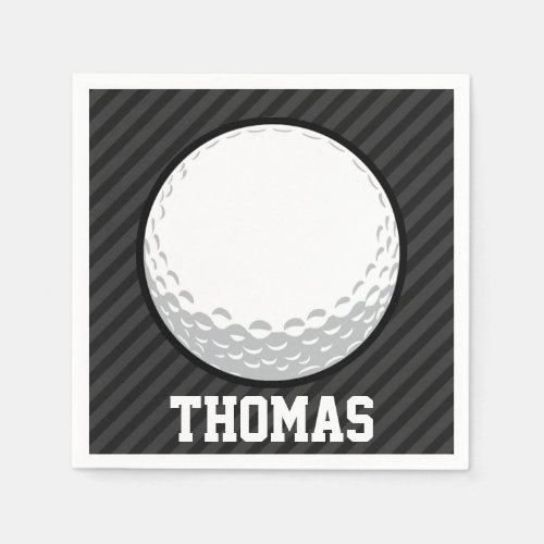 Golf Ball Black  Dark Gray Stripes Napkins