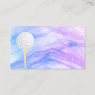 golf ball blue and purple watercolor design business card