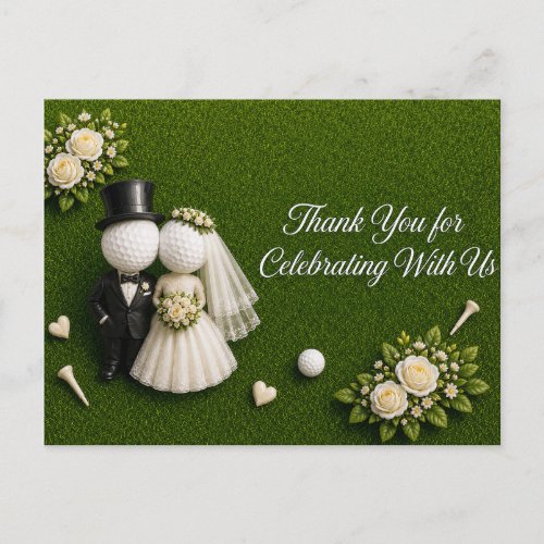 Golf Ball Bride and Groom Wedding Postcard