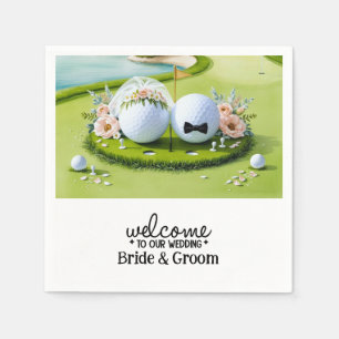 Golf ball Bride & Groom Welcome to our Wedding Napkins