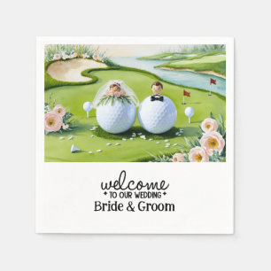Golf ball Bride & Groom Welcome to our Wedding Napkins