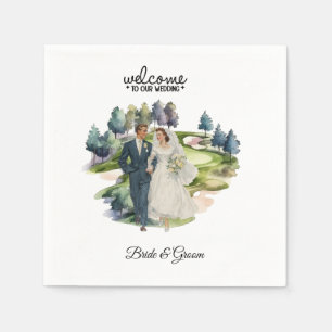 Golf ball Bride & Groom Welcome to our Wedding Napkins