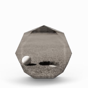 Golf Ball By Hole Acrylic Award by MindfulPrints at Zazzle