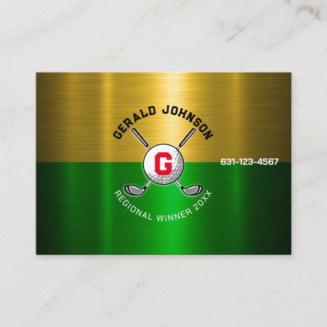 Golf Ball Centered Monogram Design Business Card (Front)