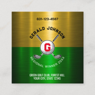 Golf Ball Centered Monogram Design Square Business Card