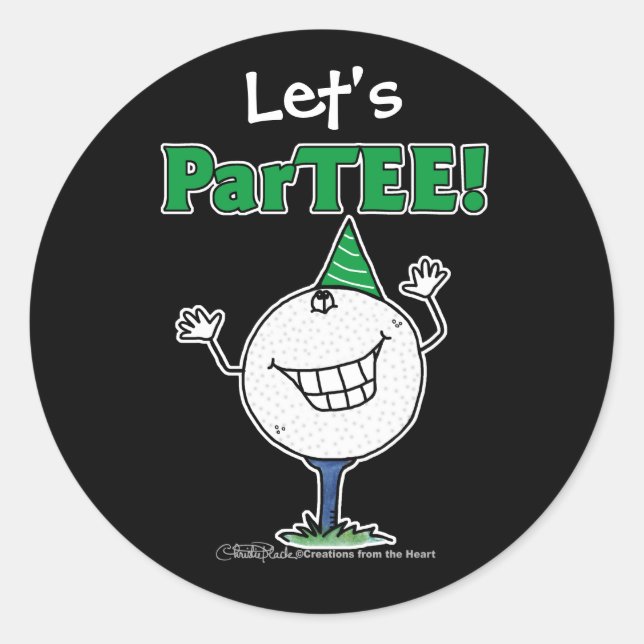 Golf Ball Character ParTEE! Classic Round Sticker (Front)