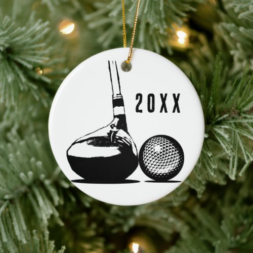 Golf Ball Christmas Ceramic Ornament