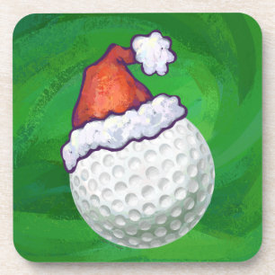 Golf Ball Christmas Hats Beverage Coaster