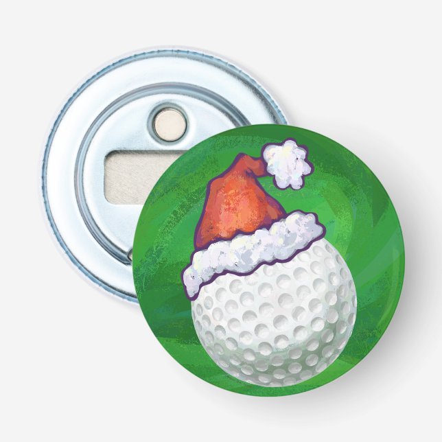 Golf Ball Christmas Hats Bottle Opener (Front)