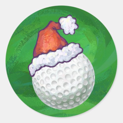Golf Ball Christmas Hats Classic Round Sticker