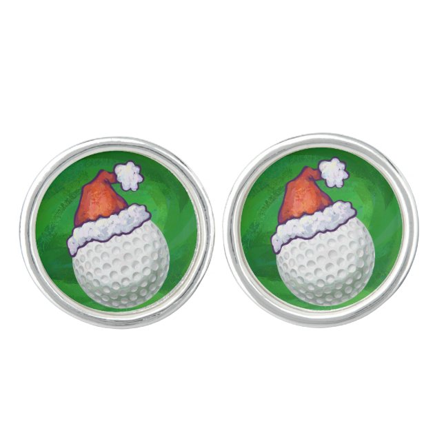 Golf Ball Christmas Hats Cufflinks (Front)