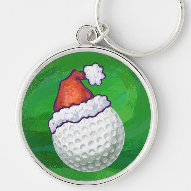 Golf Ball Christmas Hats Keychain (Front)