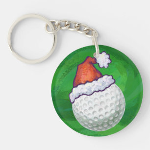 Golf Ball Christmas Hats Keychain