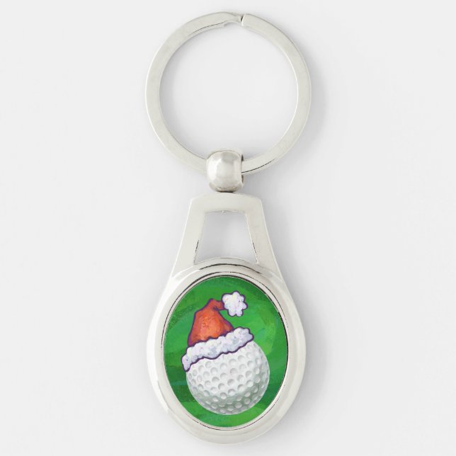 Golf Ball Christmas Hats Keychain (Front)