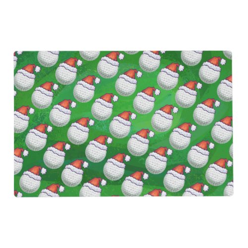 Golf Ball Christmas Hats on Green Placemat