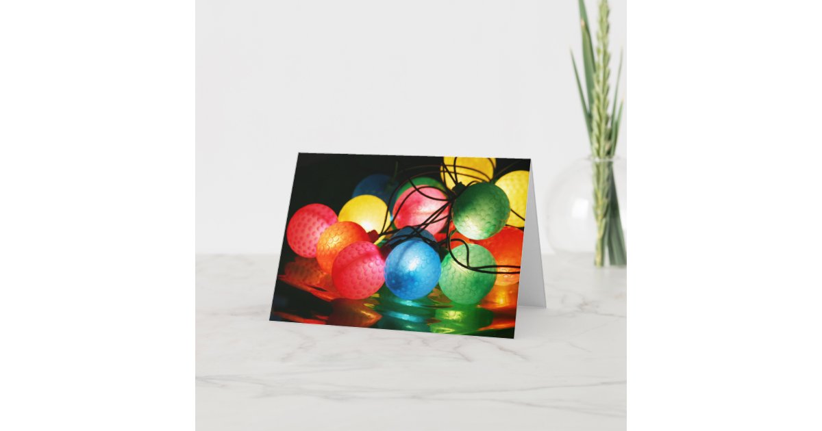 Golf Ball Christmas Lights Card Zazzle