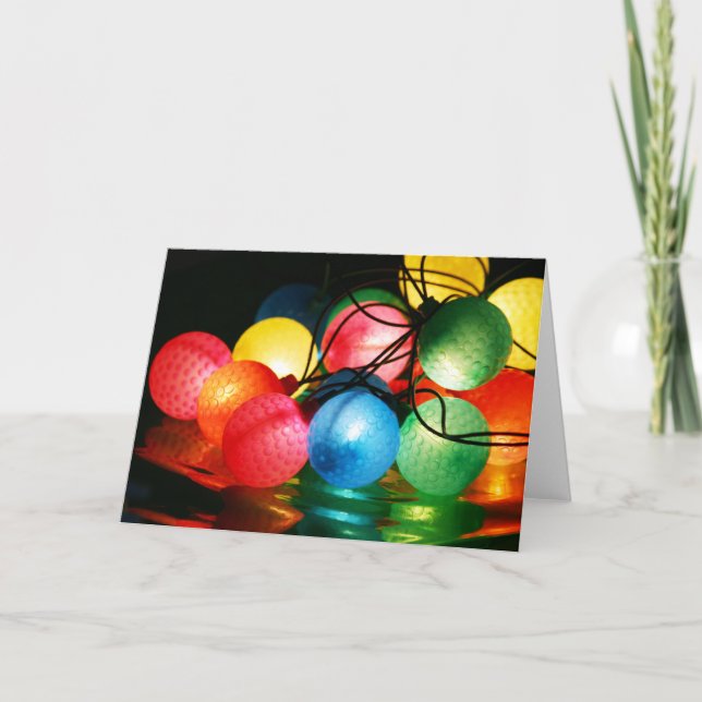 Golf Ball Christmas Lights Card (Front)