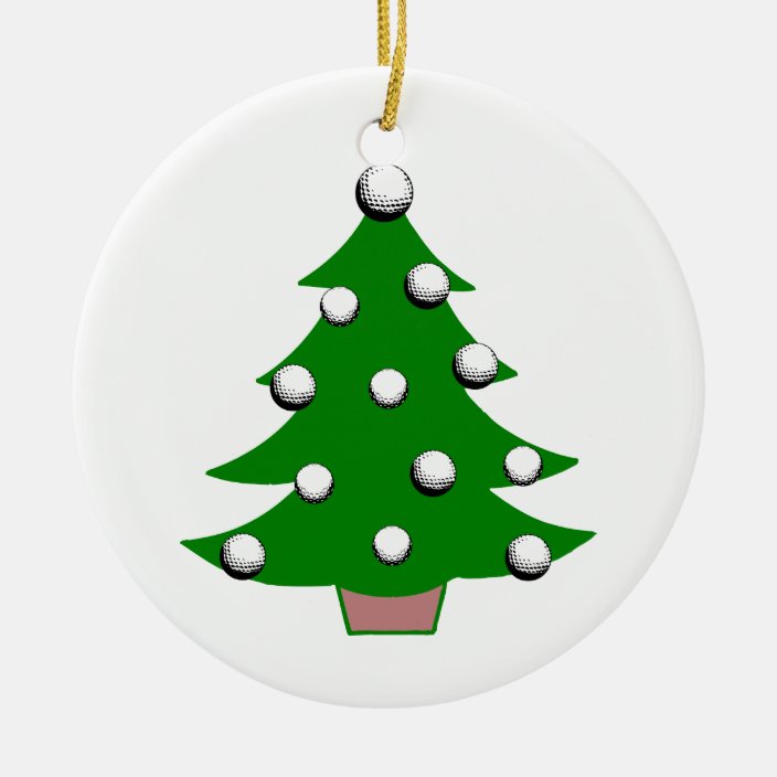 Golf Ball Christmas Tree Ceramic Ornament
