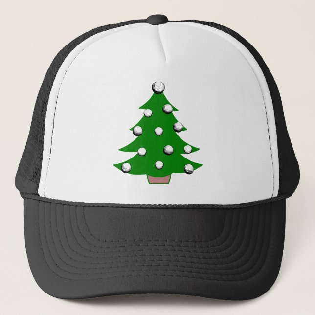 Golf Ball Christmas Tree Trucker Hat (Front)