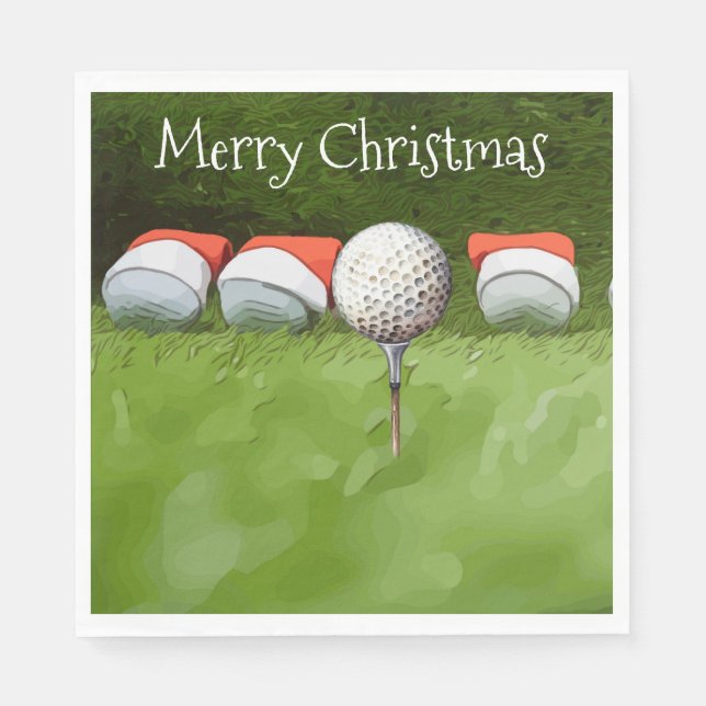Golf Ball   Christmas with lots of Ball golfer Napkins (Front)