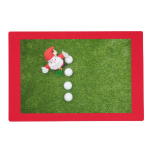 Golf Ball Christmas with Santa Claus on green Placemat