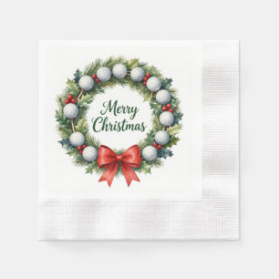 Golf ball Christmas Wreath Merry Christmas Napkins
