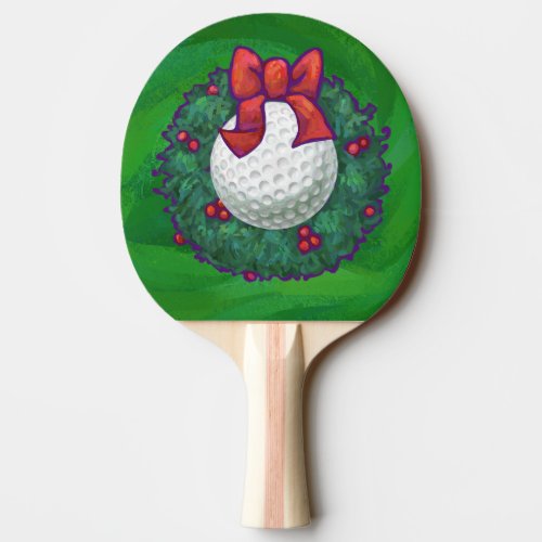 Golf Ball Christmas Wreath on Green Ping Pong Paddle