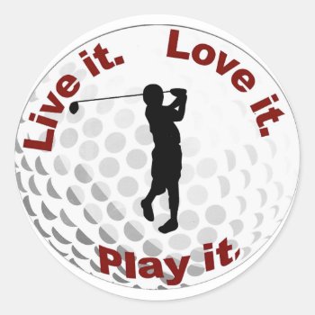 Golf Ball Classic Round Sticker by parentof at Zazzle