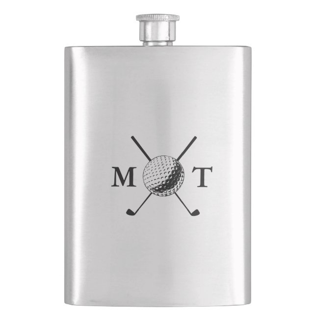 Golf Ball Club Personalized Initial Monogram Flask (Front)