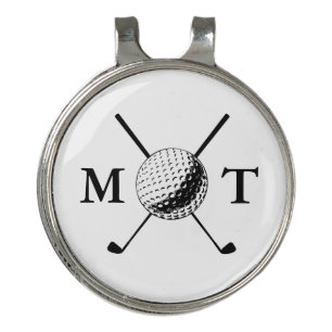 Golf Ball Club Personalized Initial Monogram Hat Clip