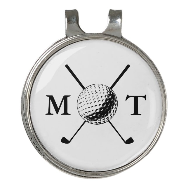 Golf Ball Club Personalized Initial Monogram Hat Clip (Front)