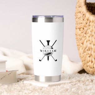 Golf Ball Club Personalized Monogram Name Insulated Tumbler