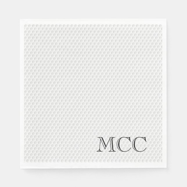 Golf Ball Country Club Initials Golfing Chic Napkins (Front)